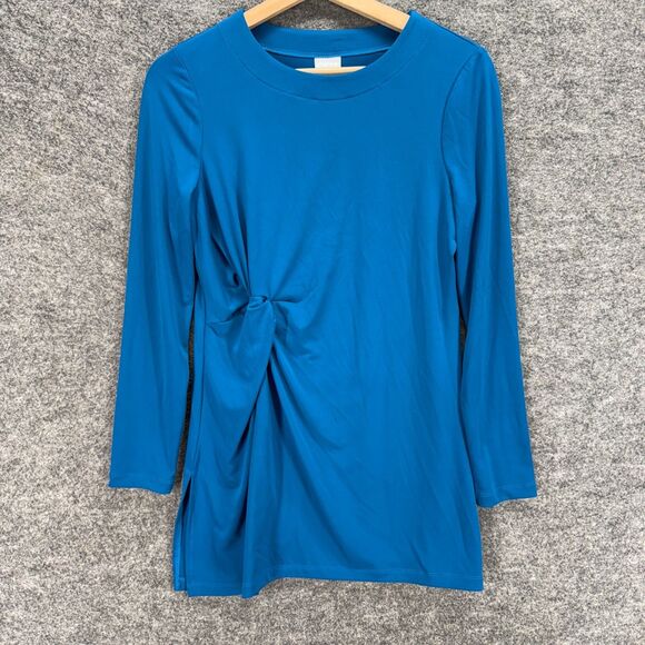Chico's Tops - Chico's Blouse Women 00 Blue Long Sleeve Crew Neck Pullover Casual Solid